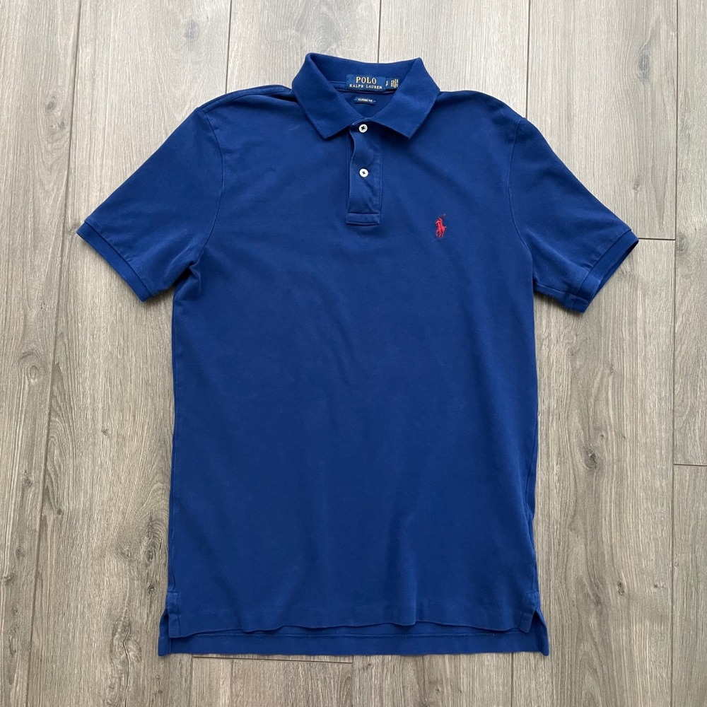 Polo Ralph Lauren Mens Small Blue Classic Fit Short Sleeve Pique Polo Shirt